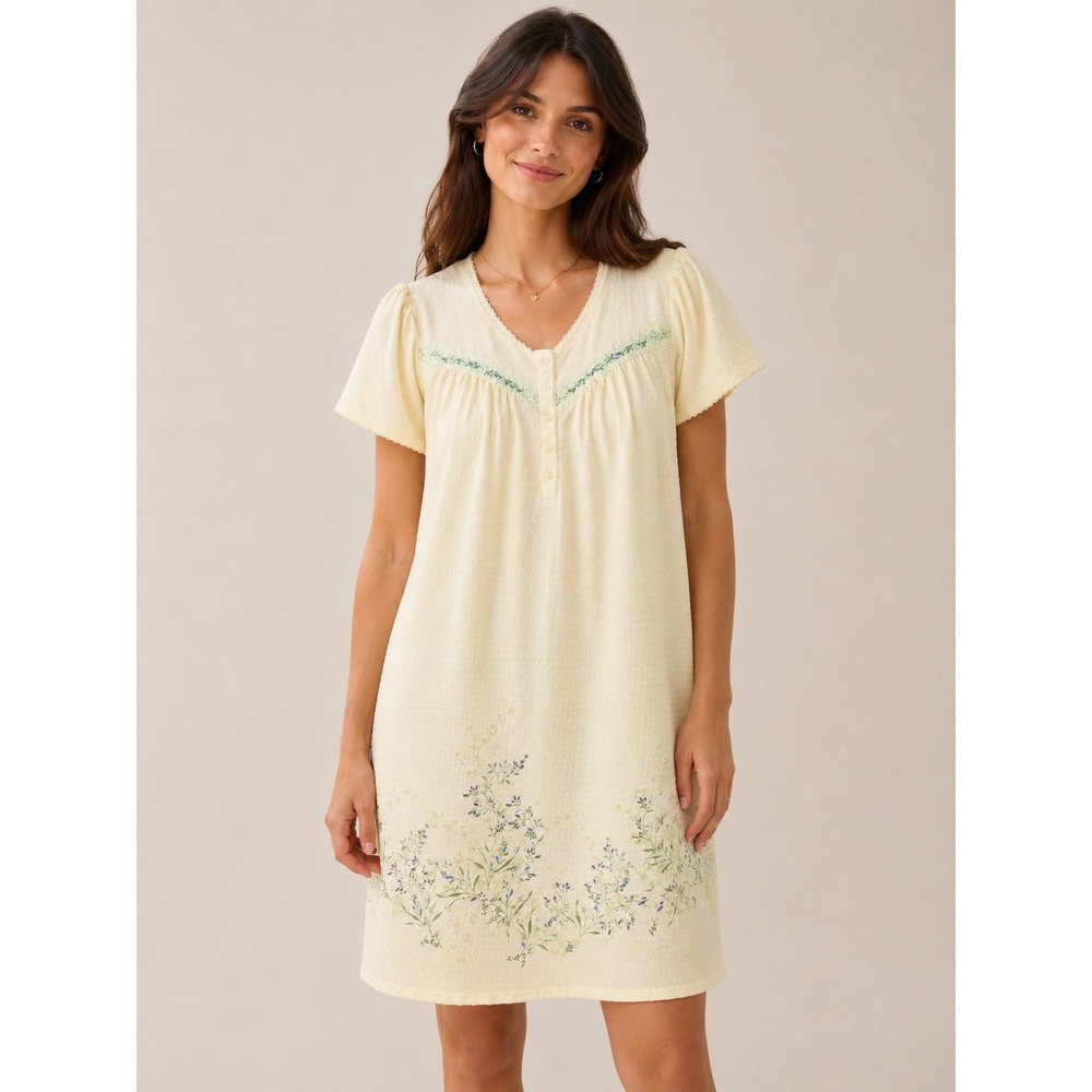 Secret Treasures Womens Size Large Nightgown Green Floral Lace Sleepwear Cozy